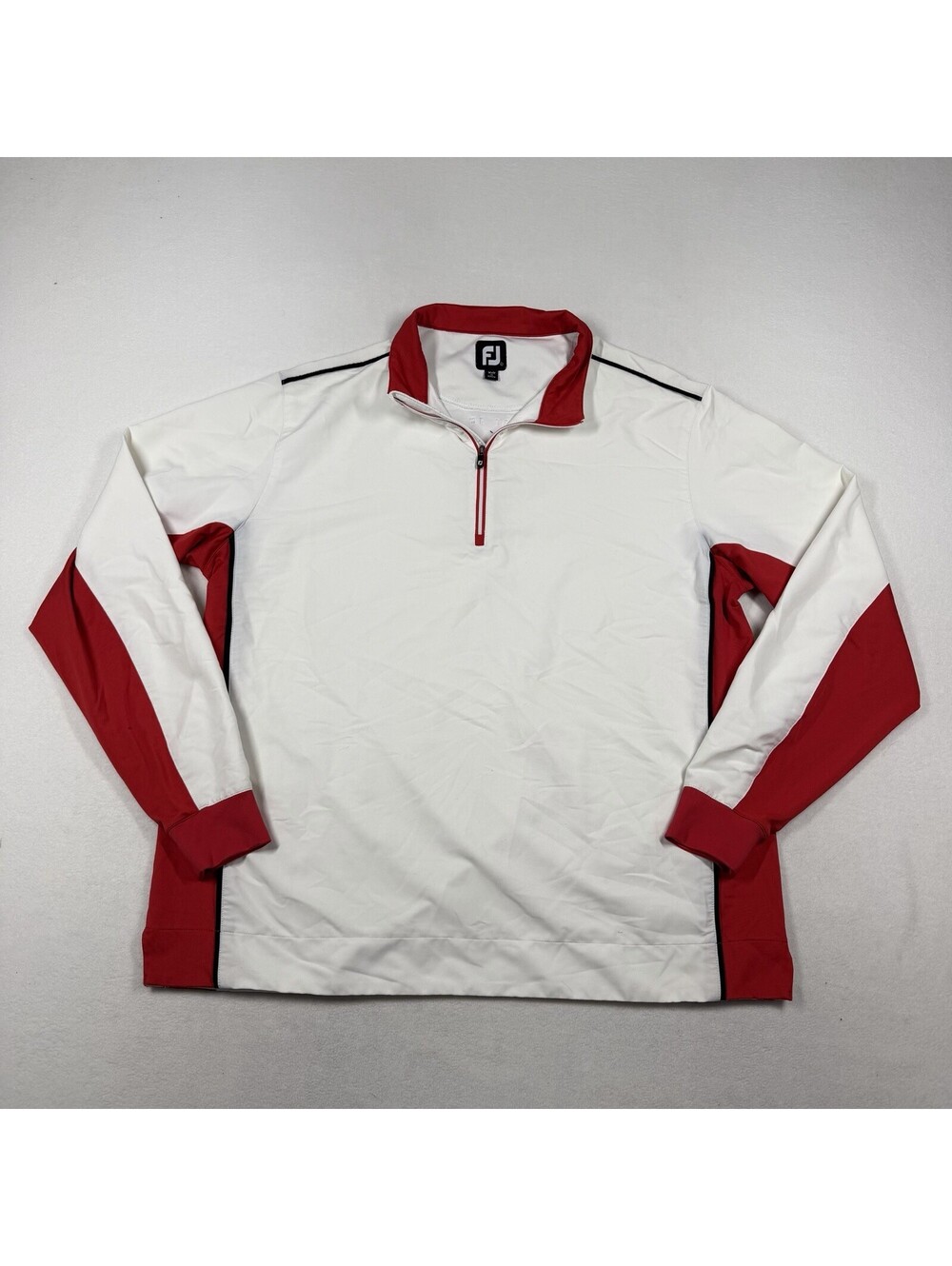 FootJoy Jacket Mens L Red FJ Golf Windbreaker Pullover Colorblock 1/4 Zip Rain